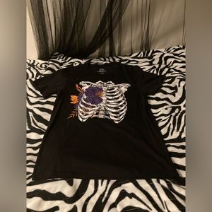 Halloween Ribcage and flowers T-shirt